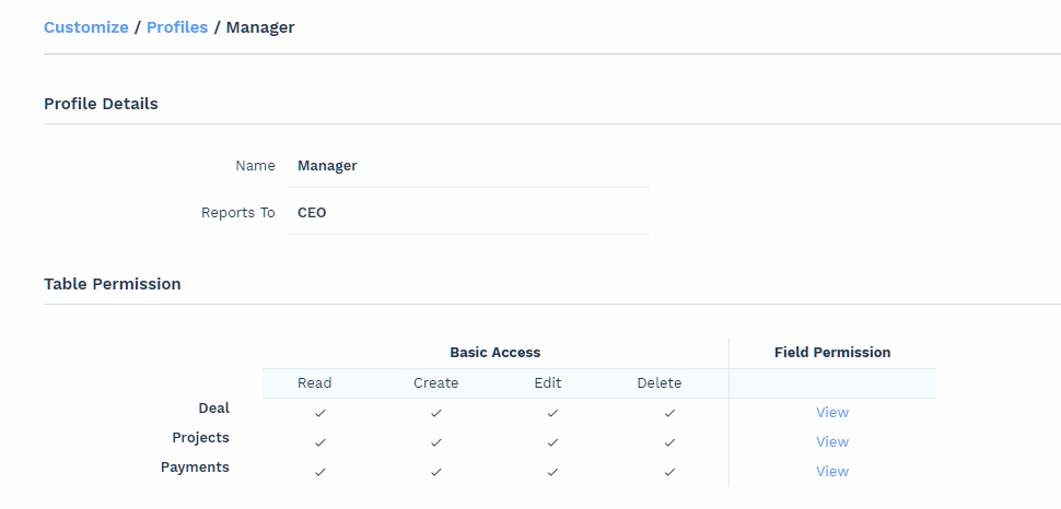 custom table data access control