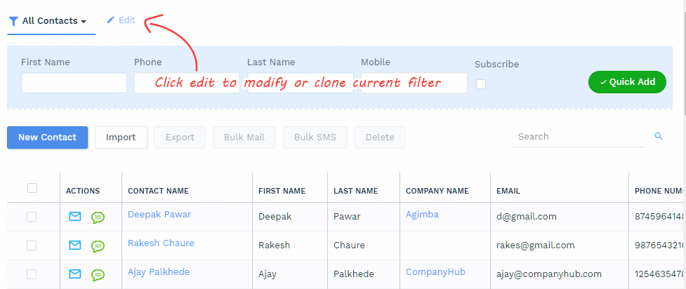 Customizable CRM - edit to modify or clone filter