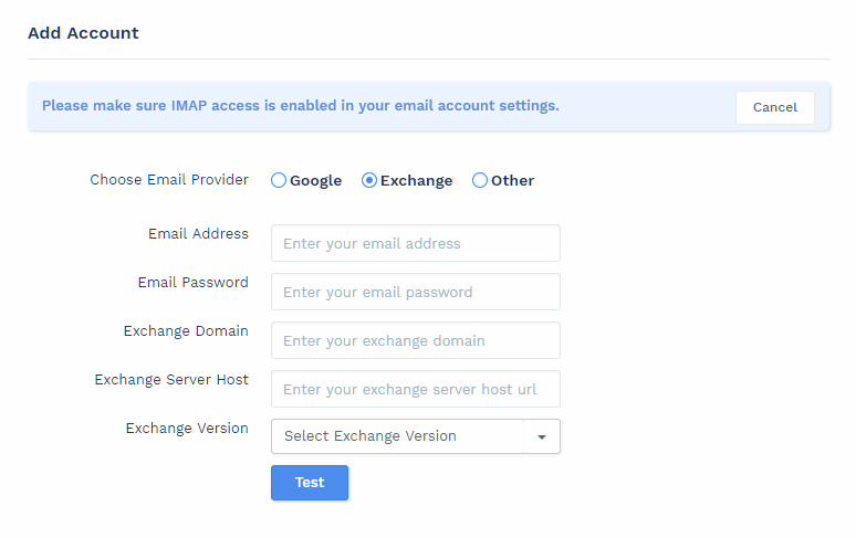 Email Sync - add exchange account